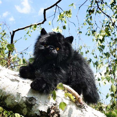 Rappa Gato de peluche negro tumbado 30 cm ECO-FRIENDLY