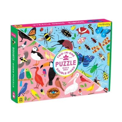 Mudpuppy Puzzle de Dupla Face Insetos e Pássaros 100 peças