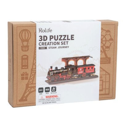 RoboTime 3D houten modelbouwpakket Vintage stoomlocomotief
