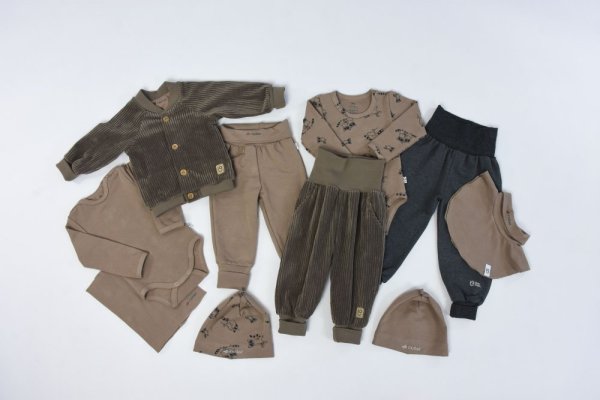 Kalhoty manšestr lem - hnědá