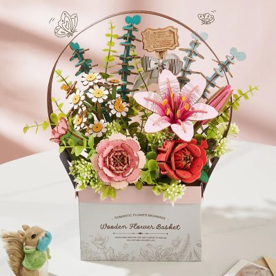 Puzzle 3D en bois RoboTime - Panier de fleurs