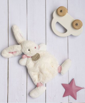 Conjunto de presente Doudou - Coelho de pelúcia rosa 26 cm