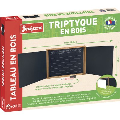 Jeujura Houten drieluik multifunctioneel schoolbord 156x43 cm met accessoires