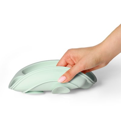 BABYONO Silikonski tanjur s usisnom čašom - sage 6m+
