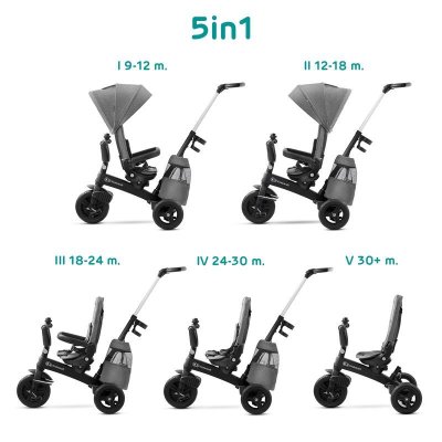 KINDERKRAFT SELECT Tricycle Easytwist Platinum Grey, Premium