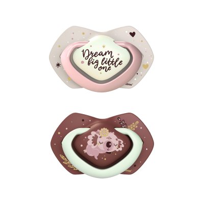 CANPOL BABIES Set symmetrischer Silikon-Schnuller Light Touch 0-6m Sleepy Koala rosa