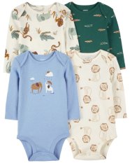 CARTER'S Body z długim rękawem w kolorze niebieskim/zielonym Safari dla chłopców, 4 sztuki, 6 m/rozmiar. 68