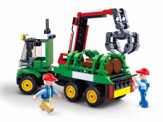 Sluban Town Boerderij M38-B0778 Tractor met boomstam aanhanger