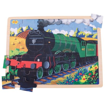 Bigjigs Toys Drewniane puzzle zabytkowy pociąg Flying Scotsman 35 elementów