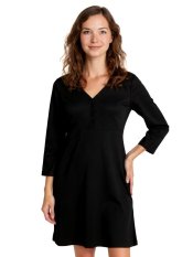 Chemise de nuit d'allaitement, manches 3/4, noire