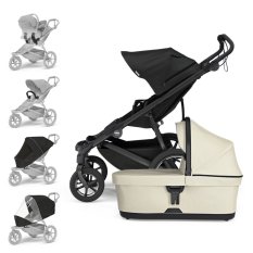 THULE Stroller Urban Glide 4-pyöräinen musta/pehmeä beige setti XL