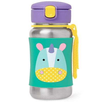 SKIP HOP Zoo Gourde en acier inoxydable avec paille Licorne 12 mois+