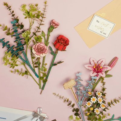 Puzzle 3D en bois RoboTime - Panier de fleurs
