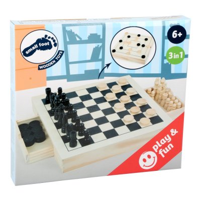 small foot Kompaktes Schachspiel 3in1 aus Holz