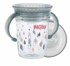 NUBY Tazza Tritan non scorrevole 360° con manici, 6 m+ grigio chiaro