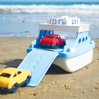 Green Toys Ferry Boat albastru-alb cu mașinuțe