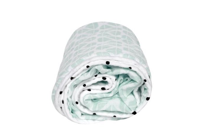 MOTHERHOOD Blanket cotton muslin two-layer Pre-Washed Mint Boats 95x110 cm