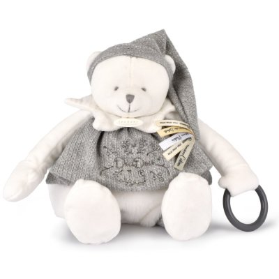 Doudou Gift Set Plush Polar Bear with Ring 30 cm Grey