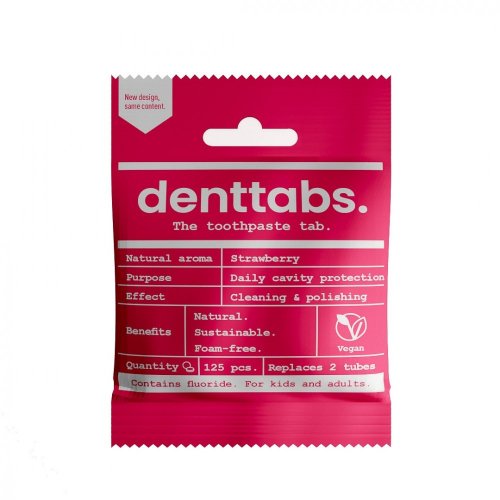 Pastă de dinți naturală pentru copii sub formă de tablete, cu fluor - căpșuni 125 buc