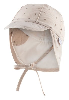 STERNTALER Czapka z daszkiem z osłoną na szyję do wiązania z filtrem UV 30 brązowa kotwiczki chłopięca 39 cm-3-4