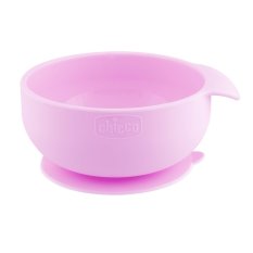 CHICCO Bol en silicone avec ventouse rose 6m+