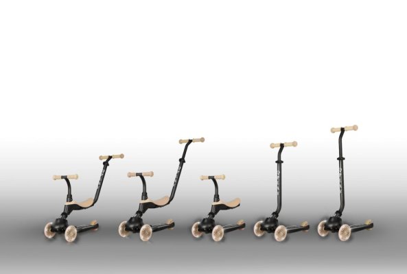 QPLAY Sema Evo Scooter/Balance Bike with LED Lights Khaki, ages 1-6 years, up to 50 kg
