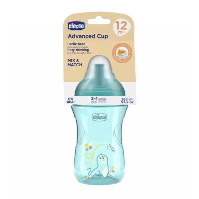 CHICCO Šalica Advanced sa slamkom teal, 12mj+