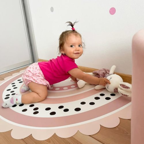 Podložka na hranie pre deti do detskej izby - Dúha v pastelových farbách N.1. - Ružová
