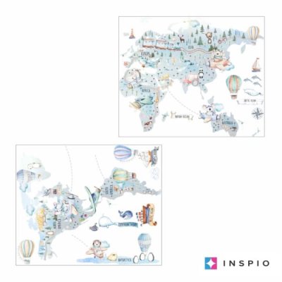 Vinilos decorativos infantiles - Mapa del mundo de viajes para niños