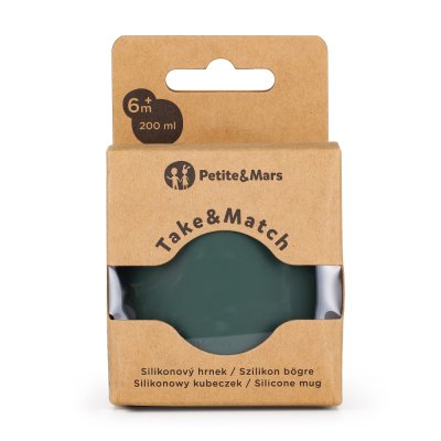 PETITE&MARS Hrnek silikonový Take&Match Misty Green 6m+
