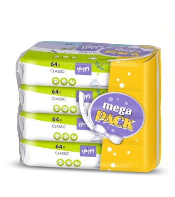 4x BELLA HAPPY BABY Classic 64 szt. - chusteczki nawilżane