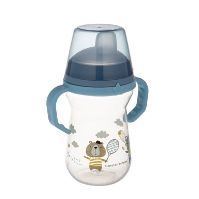 CANPOL BABIES Kubek silikonowy do picia FirstCup Bonjour Paris 250ml niebieski