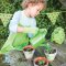 Bigjigs Toys Gartengeräte-Set im grünen Stoffbeutel