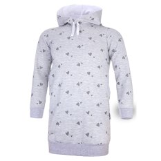 Šaty mikinové - sivý melír srdce lesk