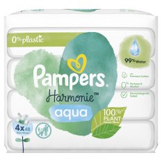 PAMPERS Harmonie Aqua toallitas húmedas Sin plástico 4x48 piezas = 192 piezas