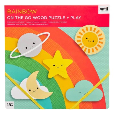 Petit Collage Solidne drewniane puzzle Rainbow