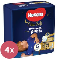 4x HUGGIES® Elite Soft Pants OVN Kertakäyttöiset vaippahousut 5 (12-17 kg) 17 kpl