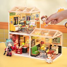 RoboTime 3D drevená skladačka Miniatúra domčeka Rýchle občerstvenie