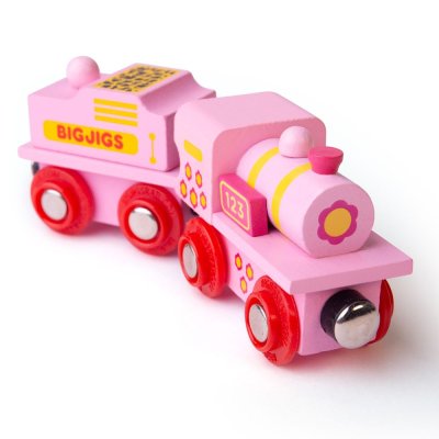 Bigjigs Rail Rosa Lokomotive mit Tender