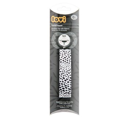 LOVI Schnullerband mit Clip Salt & Pepper