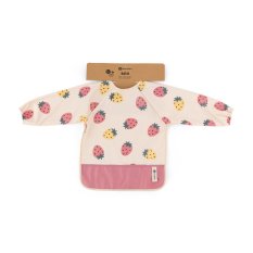 PETITE&MARS Bib with long sleeves Ben Beige Strawberies