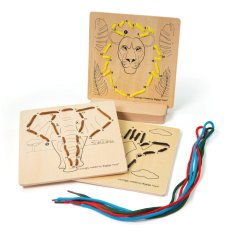 Bigjigs Toys Przewlekanie według numerów Dzikie zwierzęta