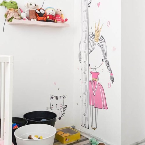 Vinilos para la habitación infantil - Princesa con gato - Medidor infantil INSPIO