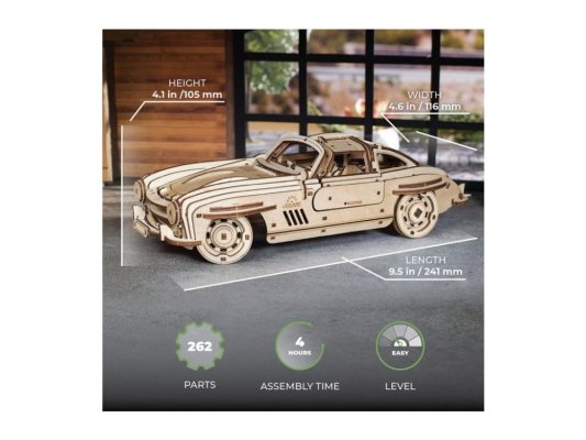 Ugears 3D drewniane mechaniczne puzzle Auto Winged Sports Coupe