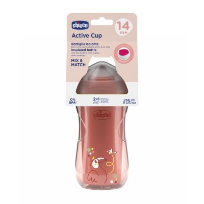 CHICCO Šalica Active termo s tvrdim nastavkom pink, 14mj+