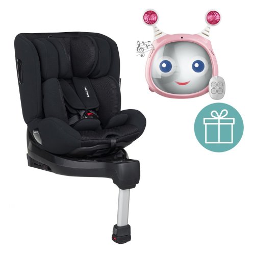 PETITE&MARS Car seat Reversal Pro i-Size 360° Black Air 40-105 cm + Mirror Oly Pink 0m+