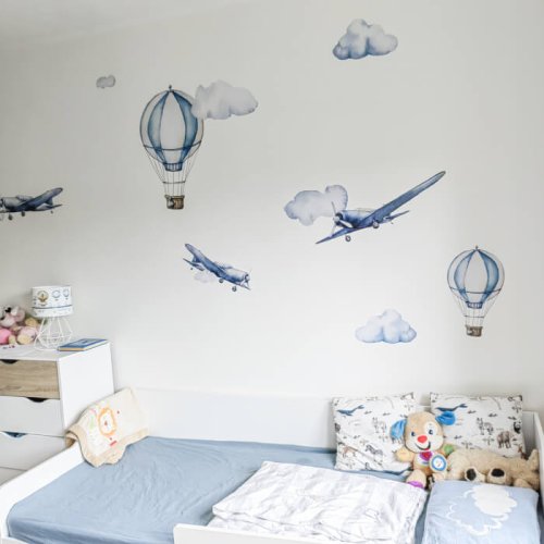 Adesivos de parede - Aviões e balões em aquarela