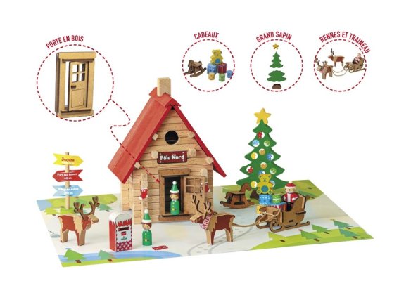 Jeujura Wooden Building Kit 90 Pieces Christmas Cottage
