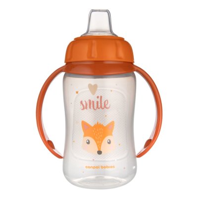 CANPOL BABIES Kubek treningowy z uchwytami Cute Animals pomarańczowy lis, 320 ml