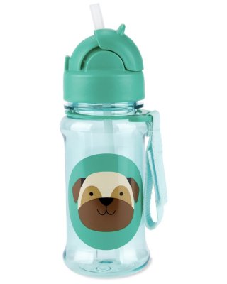 SKIP HOP Zoo Tritan Trinkflasche mit Strohhalm 355ml Mops 12m+